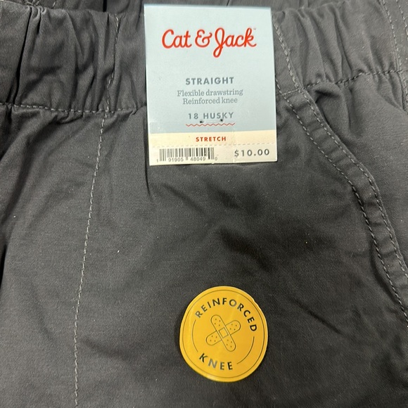 NWT - Cat & Jack - Boys’ Stretch Straight Fit Pull- On Woven Pants - Charcoal - Picture 4 of 4